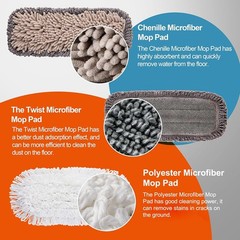 Mops for Floor Cleaning 3 Washable Pads Extendable 55″ Handle Orange