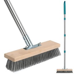 Stainless Steel Deck Scrub Brush with Long 53″ Handled, Blue and Silvery