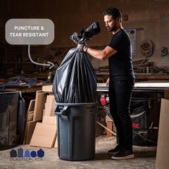 Plasticplace 65 Gallon Trash Bags – 2.7 Mil Black Heavy Duty Garbage Can Liners