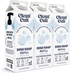 Cleancult Dish Soap Liquid Refills – Plant Based 32 Fl Oz (Pack of 3)