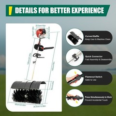 52cc Handheld Gas Power Broom Walk Behind Sweeper 2.3hp High Performance Cleaner