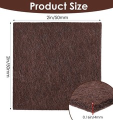 12PCS Furniture Felt Pads, 2 Inch Small Square Pads 2 inches, Brown