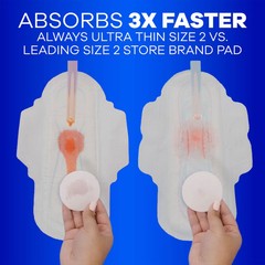 Always Long Absorbency Unscented Ultra Thin Pads with Wings – Size 2 – 42ct
