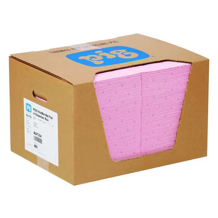 Pig Mat354 Sorbent Pad, 22 Gal, 15 In X 20 In, Universal, Pink, Polypropylene