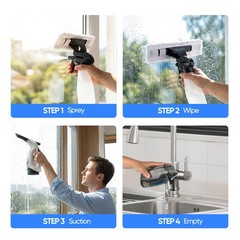 Yardsignup Window Vacuum Squeegee Cordless Window Vacuum Cleaner 2000Pa