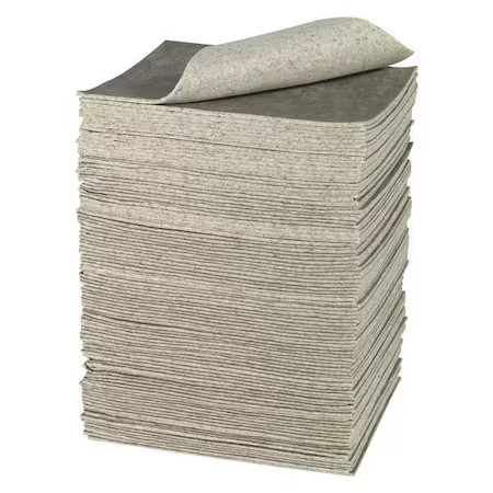 Brady-Sorbent Pad, 32 gal, 15 in x 19 in, Universal, White, Cellulose|15996
