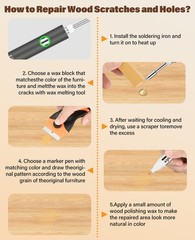 Wood Furniture Repair Kit – Includes Wax Melting Tool, Hard Filler, Black