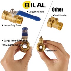 BILAL Heavy Duty Garden Hose Shut Off Valve with Long Handle, High Flow Hose Bal