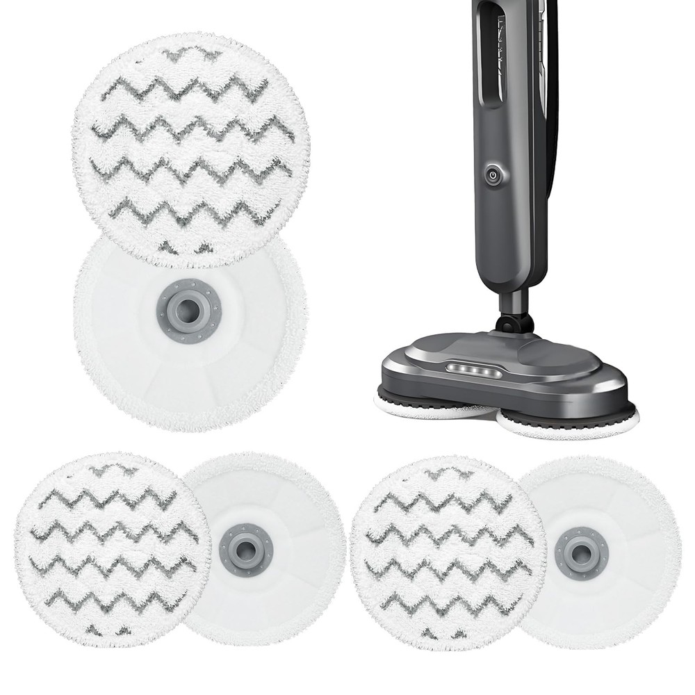 Gabrella 6 Pack 3897A Rotating Steam Mop Pads Replacement Compatible White