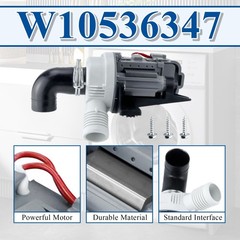 [Upgraded]W10536347 Washer Drain Pump Assembly, Exact for Whirl.pool Black