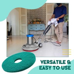 2 Pcs 12 Inch Green Non-Woven Floor Buffing Pads for Commercial Cleaning
