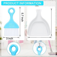 CHENGU 3 Pcs Mini Dustpan Set Brush for Table Whisk Pink, Green Light Blue
