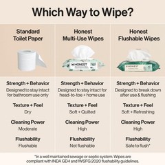 The Honest Company Flushable Wipes for 42 Count (Pack of 8), Tropical Leaves