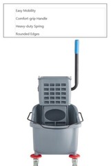 26 QT Grey Space Saving Combo Mop Bucket and Side Press Wringer Lavex