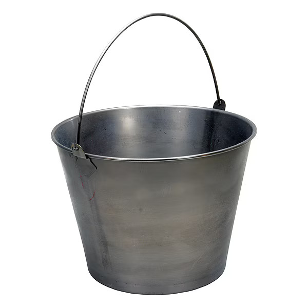 Manufacturer Varies 5 gal Round Tapered Bucket, Silver, 304 Stainless steel