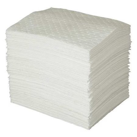 Brady-Sorbent Pad, 35 gal, 15 in x 19 in, Oil, White, 100 PK|24424