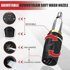 2-3 GPM High Pressure Twist Nozzle, Adjustable Downstream Soft Wash Black