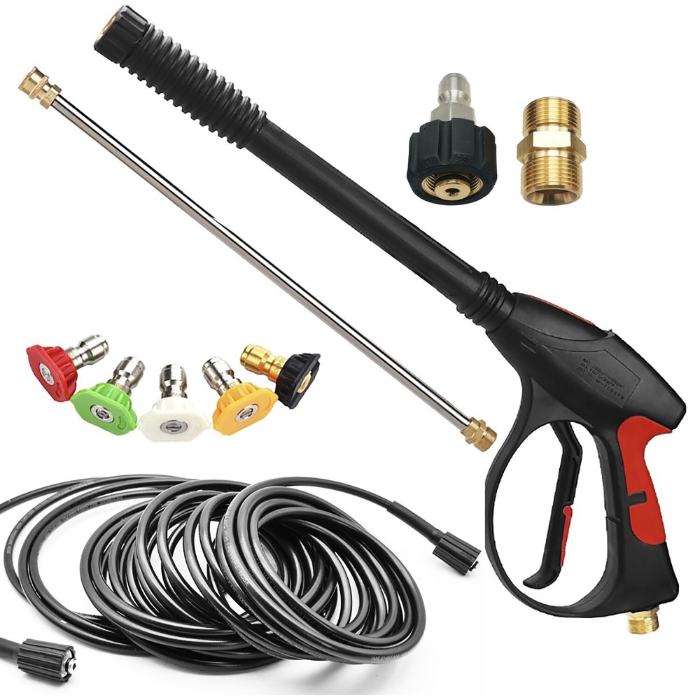 High Pressure 4000PSI Car Power Washer Gun Spray Wand Lance Nozzle&26′ Hose Kit