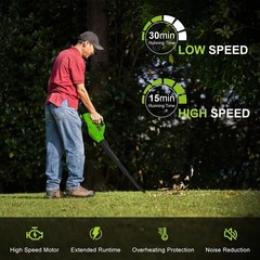 Leaf Blower Cordless, 20V Handheld Electric Leaf Blower with 2.0Ah Battery an…