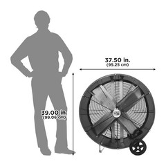 Maxx Air Bf36dd Red Barrel Air Circulator Fan, Mobile Mount, 36 In Blade Dia,