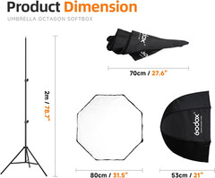 Photo Studio 80Cm 31.5In Portable Octagon Umbrella Softbox,190Cm Light Stand wit