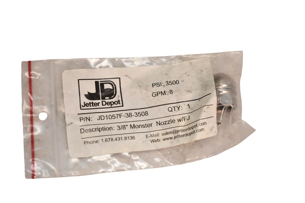 Jetter Depot JD1057F-38-3508 3/8″ Monster Nozzle 3500 PSI 8 GPM FJ Sewer Jet