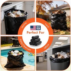 Delxo 40-45 Gallon Trash 125 Count 4048 Large Black Garbage Duty Star-Seal Can