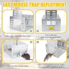Humane Rodent Trap for Indoor & Outdoor Use – Automatic Multi-Catch Metal Cage