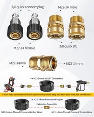 POHIR 50ft Pressure Washer Hose with M22 to 3/8” Quick Connect Set, 1/4 inch…