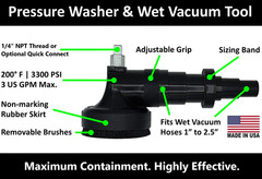 Pressure Washer Accessory, Wet Vacuum Attachment, Indoor Surface Cleaning Tool