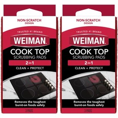 Weiman Cook Top Scrubbing Pads, 3 Count, 2 Pack Cuts 3 Count (Pack of 2), Red