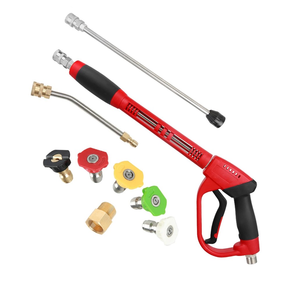 CHAVOR Upgraded Pressure Washer Gun with Extension 47 Inch, black and red