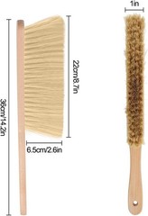 Wooden Dust Brush Set 2PCS Soft Bristle Hand Broom for Sofa Bed Car Counter