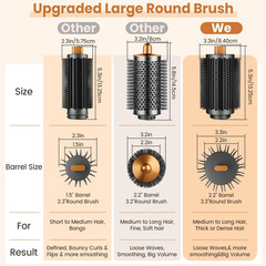 PUREGUST Upgraded Large Round Volumizing Brush for Dyson Airwrap Large, Gold