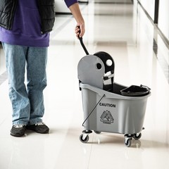 9.5 Gallon/36L Mop Bucket Wringer Cart w/ Down Press Wringer, Wheels, Mop Holder