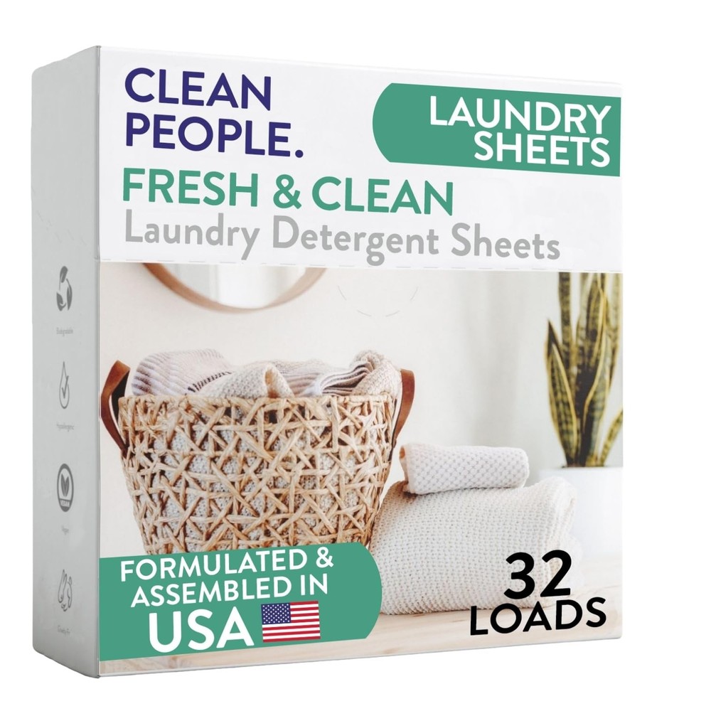 The Clean People Laundry Detergent Sheets – Soap – Ultra 32 Count