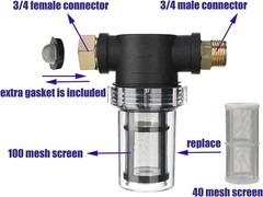 M MINGLE Garden Hose Filter for Pressure Washer inlet Water, Inline Black
