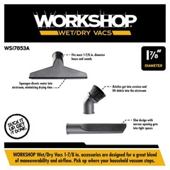 WORKSHOP Wet/Dry Vacs Shop Vacuum Accessories WS17853A Versatile Locking Atta…