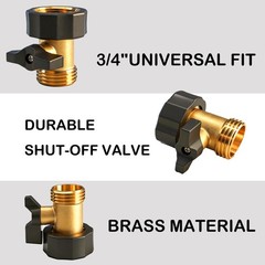Xiny Tool Garden Hose Shut Off Valve, 2 Pack 3/4 Inch 2 Pack, Gold, Black