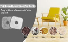 4 Pa Square Reble Microfiber Mop Pads Fit for True & Tidy Spin Mop,