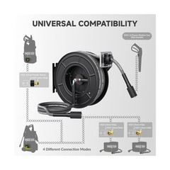 Giraffe Tools Pressure Washer Hose Reel 60ft, 1/4″ Power Washer Hose Reel, Au…
