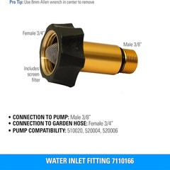 1 Pcs 7110166 Pressure Washer Pump Parts Water Inlet 3/8″ and “3/4, Gold