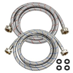Beaquicy 6 Ft Washer Stainless Steel Hoses Braided 6 Feet, Blue,Red
