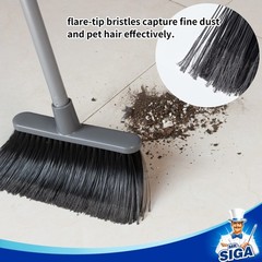 MR.SIGA Broom and Dustpan Set with Adjustable Long Handle, One Size, Gray