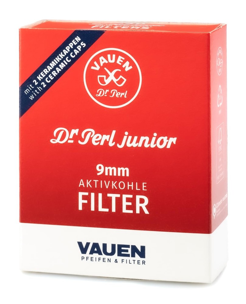 Dr. Perl Junior 9mm Pipe Filters – 40 Count – Activated Charcoal