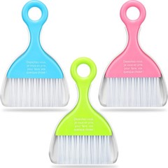 CHENGU 3 Pcs Mini Dustpan Set Brush for Table Whisk Pink, Green Light Blue