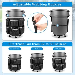 Trash Can Caddy Bag Fit 32-55 Gallon Garbage Bin, Cleaning Caddy Bag with Adj…