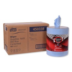 Tork? Advanced ShopMax Wiper 450, Centerfeed Refill, 9.9×13.1, Blue, 200/Roll, 2