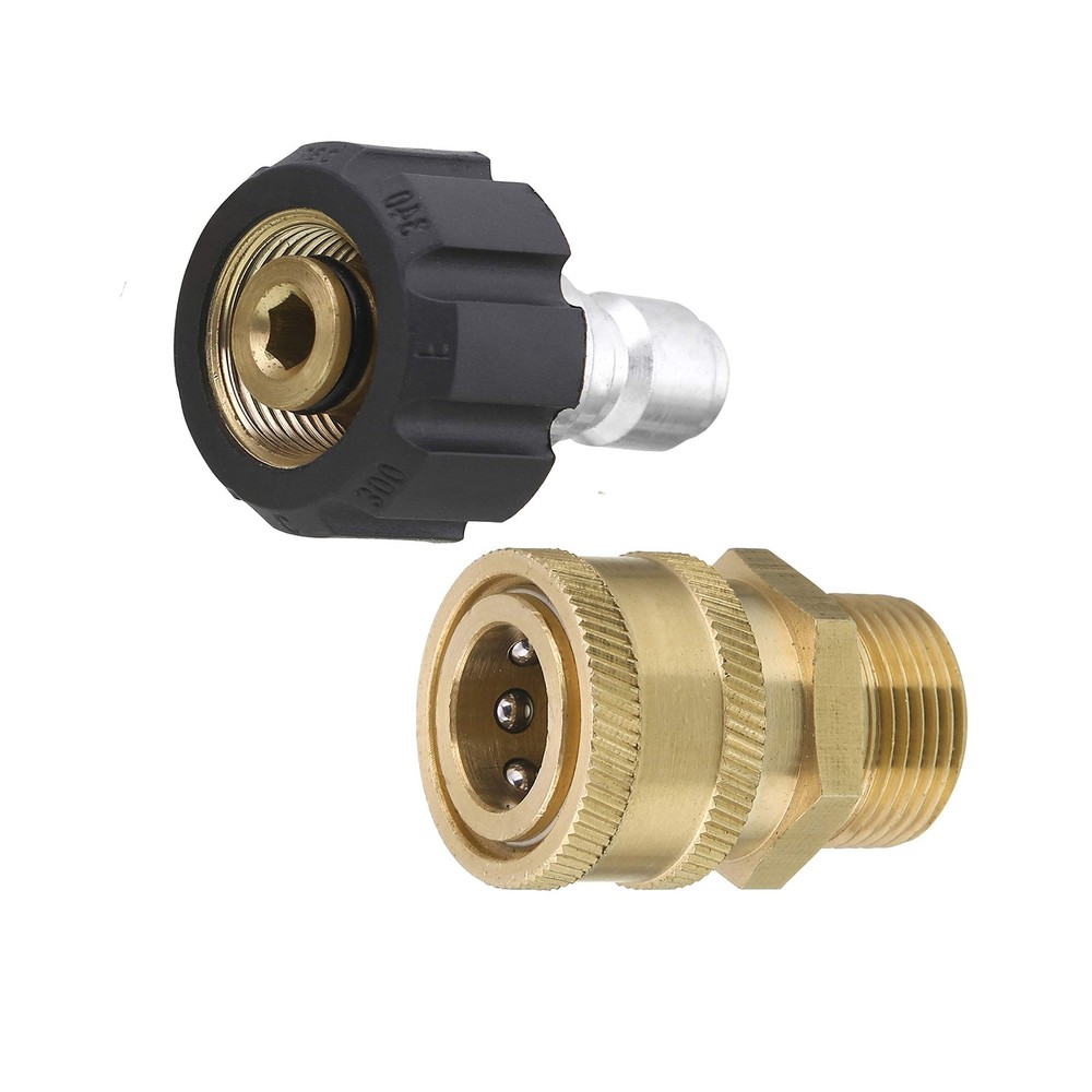 Tool Daily Pressure Washer Adapter Set, Quick Connect M22 15mm Brass, Brass