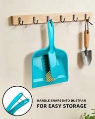 MR.SIGA Dustpan and Brush Set, Pack of 2 12.8 x 8.3 x 3.9in, Blue, Grey